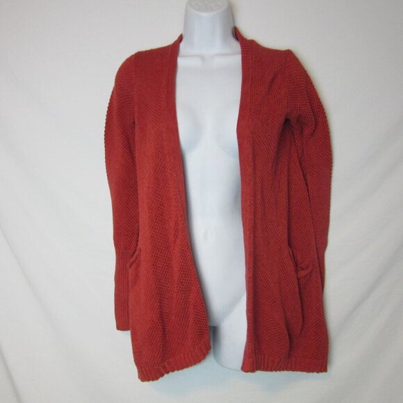 Peruvian Connection Sweater Knit Cardigan Pima Cotton Red Flowy Oversize XS - Picture 1 of 8